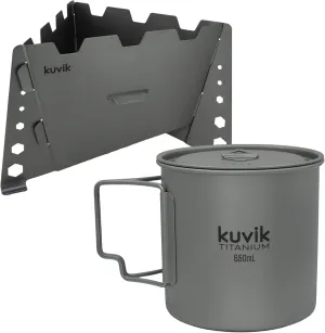 Kuvik Titanium Solid Fuel Stove & 650ml (22 oz) Titanium Pot Bundle