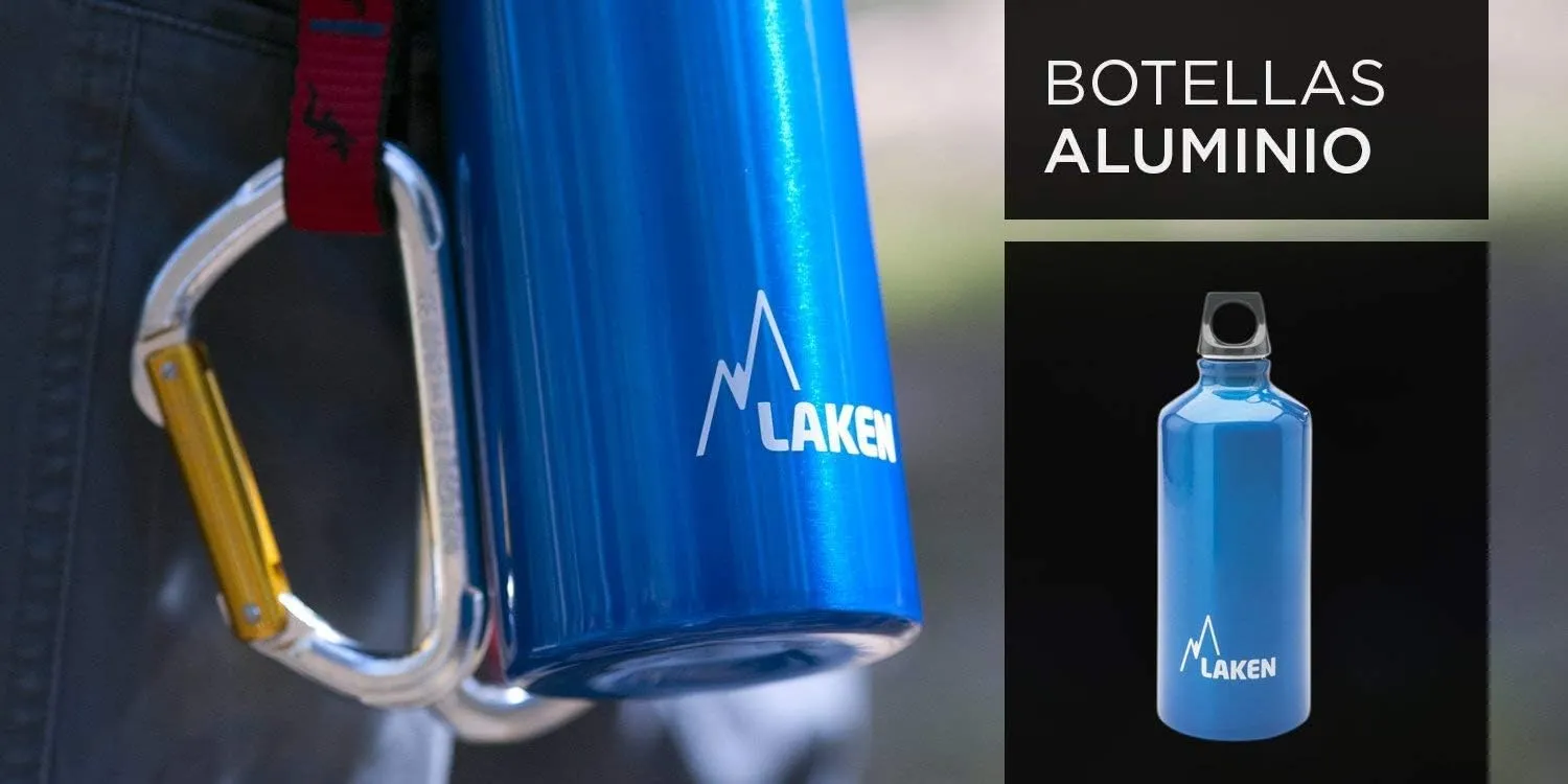 Laken Futura Aluminum Water Bottle - Narrow Mouth, Screw Cap with Loop - Leak-Proof, BPA Free, Made in Spain - 20oz, Orange
