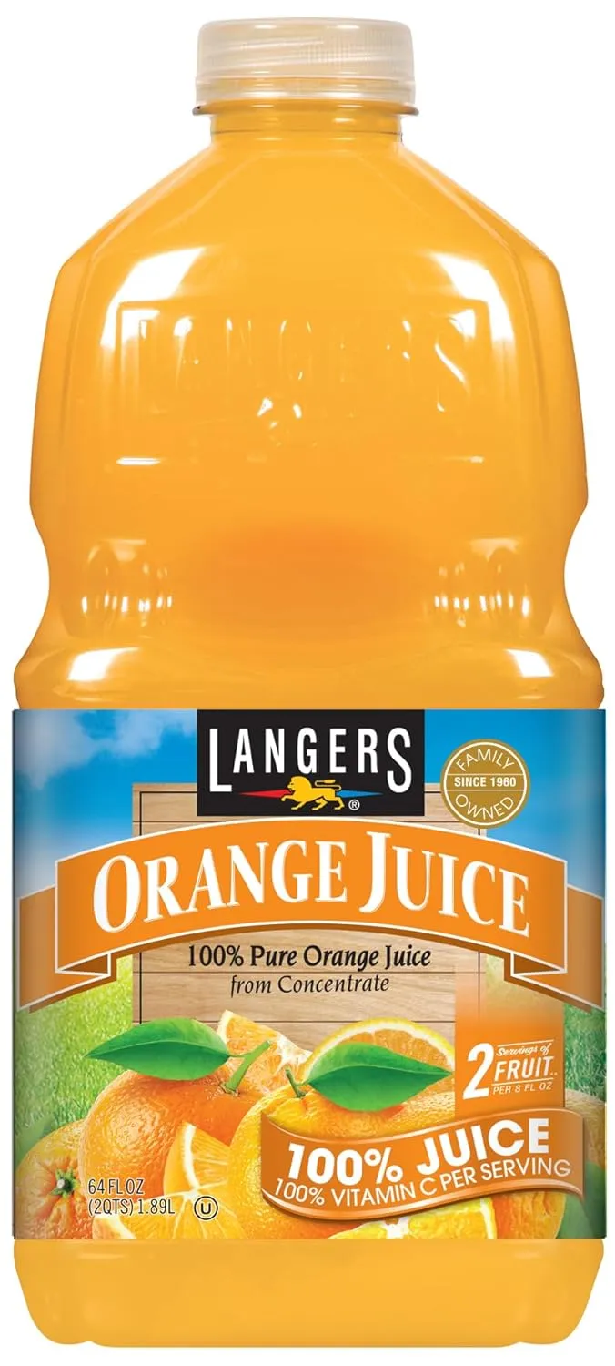 Langers 100% Orange Juice, 64 Fl Oz (Pack of 8)