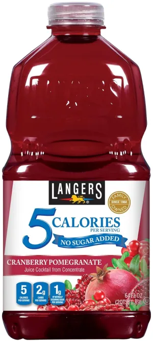 Langers Zero Sugar Added Juice Cocktail, Pomegranate Cranberry, 64 Ounce (Pack of 8)