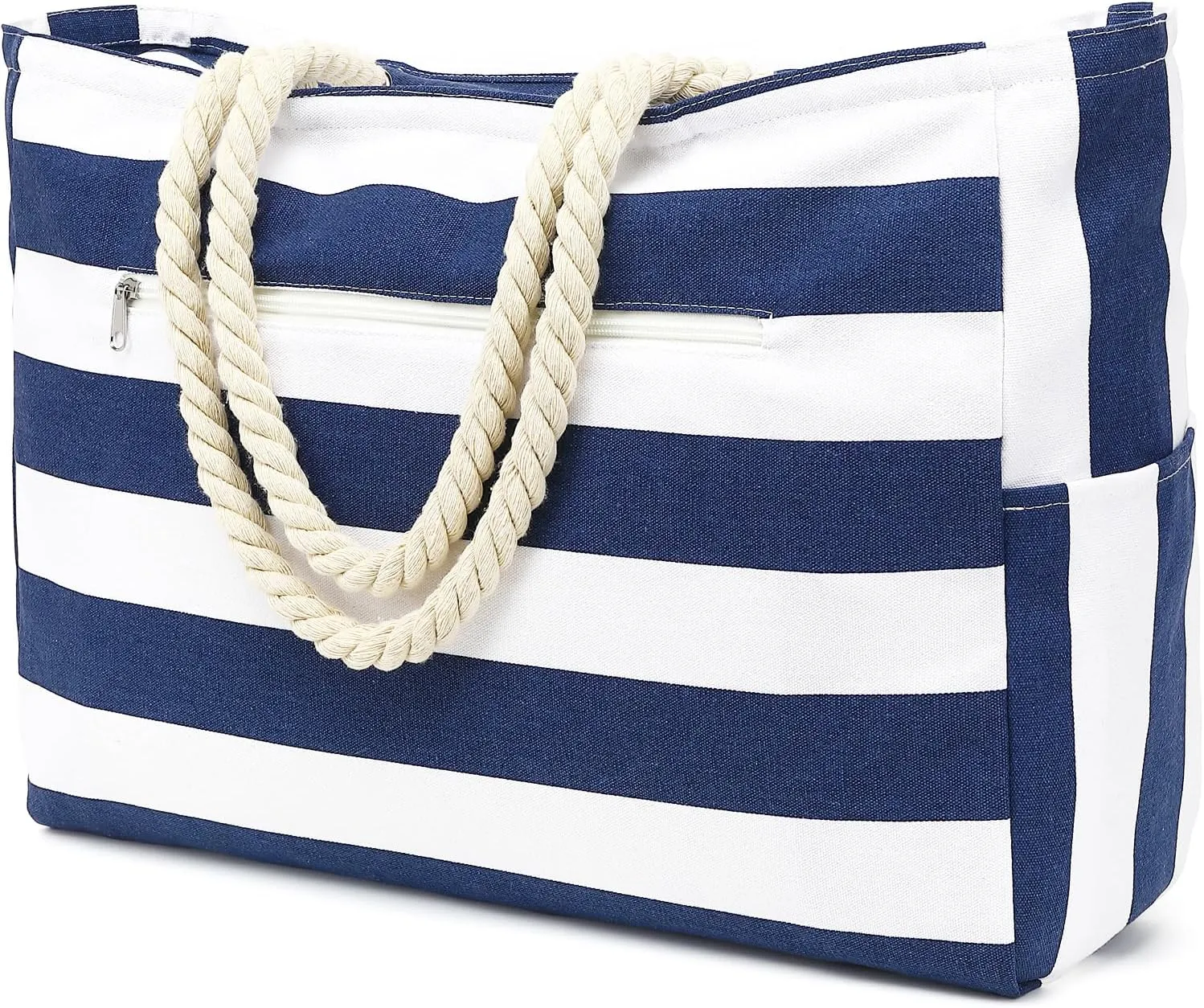 Large Beach Bag for Women, Waterproof Travel Tote Bag with Lunch/Wet Pocket for Weekender, Sandproof, Zipper Closure