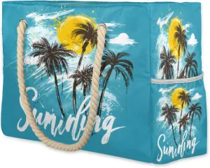 Large Beach Tote Bags with Zipper, Beach Bag for Women, Waterproof Sandproof Pool Swim Bags, Travel Tote Bag