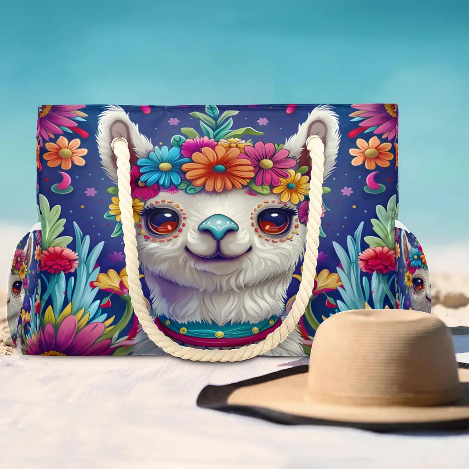 Large Beach Tote Bags with Zipper, Beach Bag for Women, Waterproof Sandproof Pool Swim Bags, Travel Tote Bag