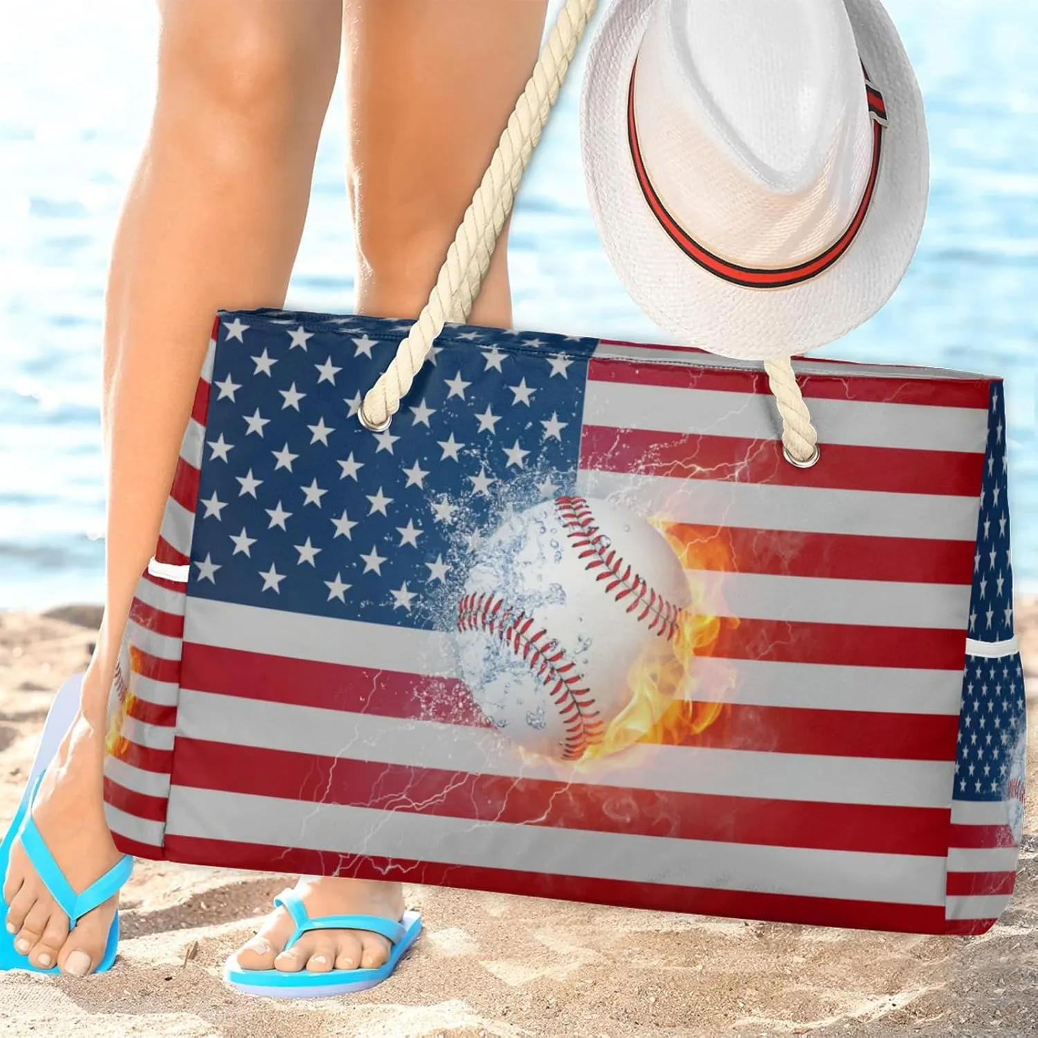 Large Beach Tote Bags with Zipper, Beach Bag for Women, Waterproof Sandproof Pool Swim Bags, Travel Tote Bag
