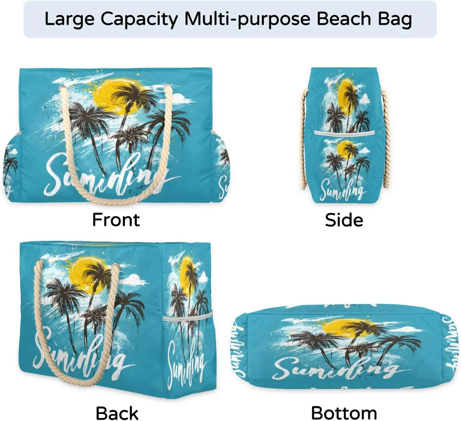 Large Beach Tote Bags with Zipper, Beach Bag for Women, Waterproof Sandproof Pool Swim Bags, Travel Tote Bag