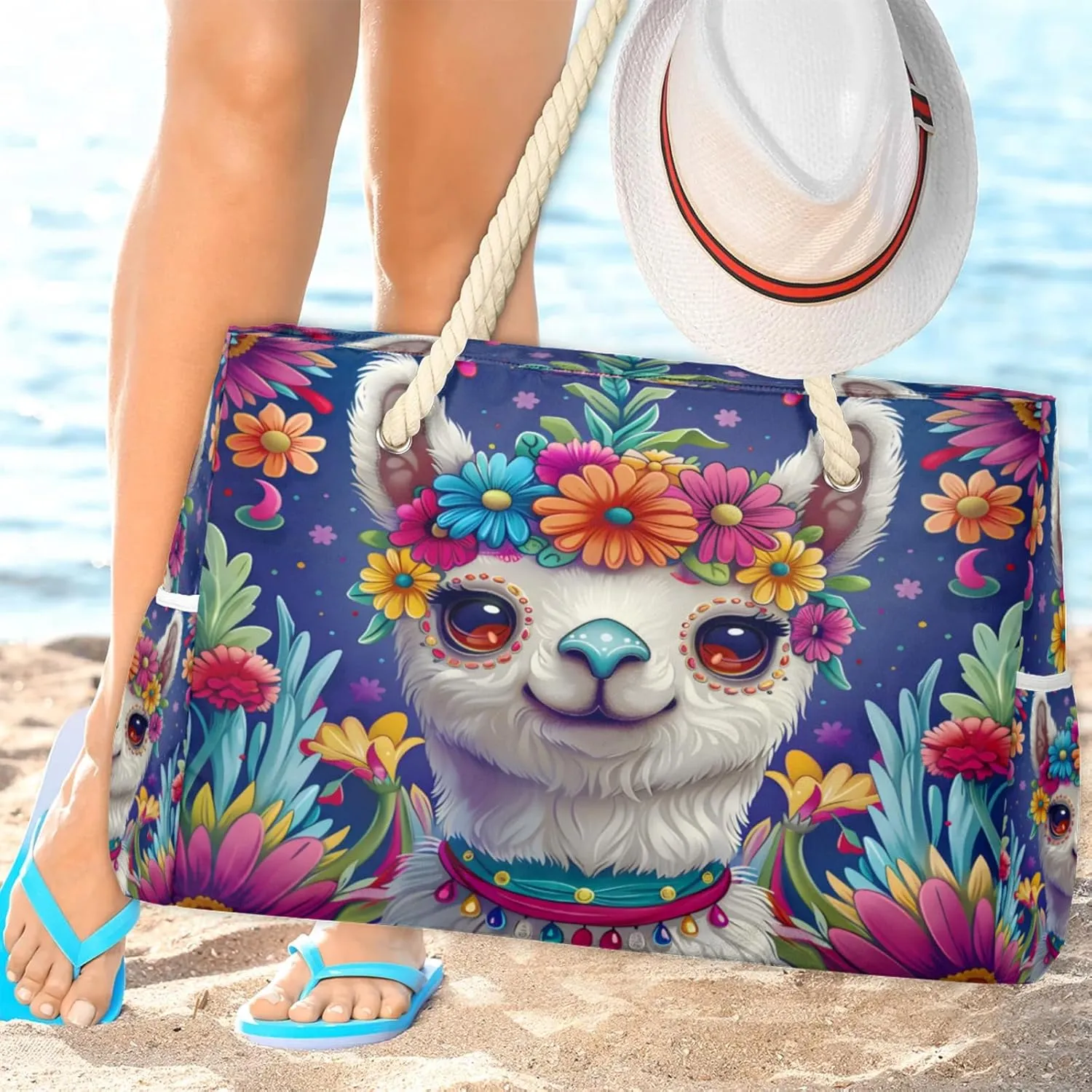 Large Beach Tote Bags with Zipper, Beach Bag for Women, Waterproof Sandproof Pool Swim Bags, Travel Tote Bag