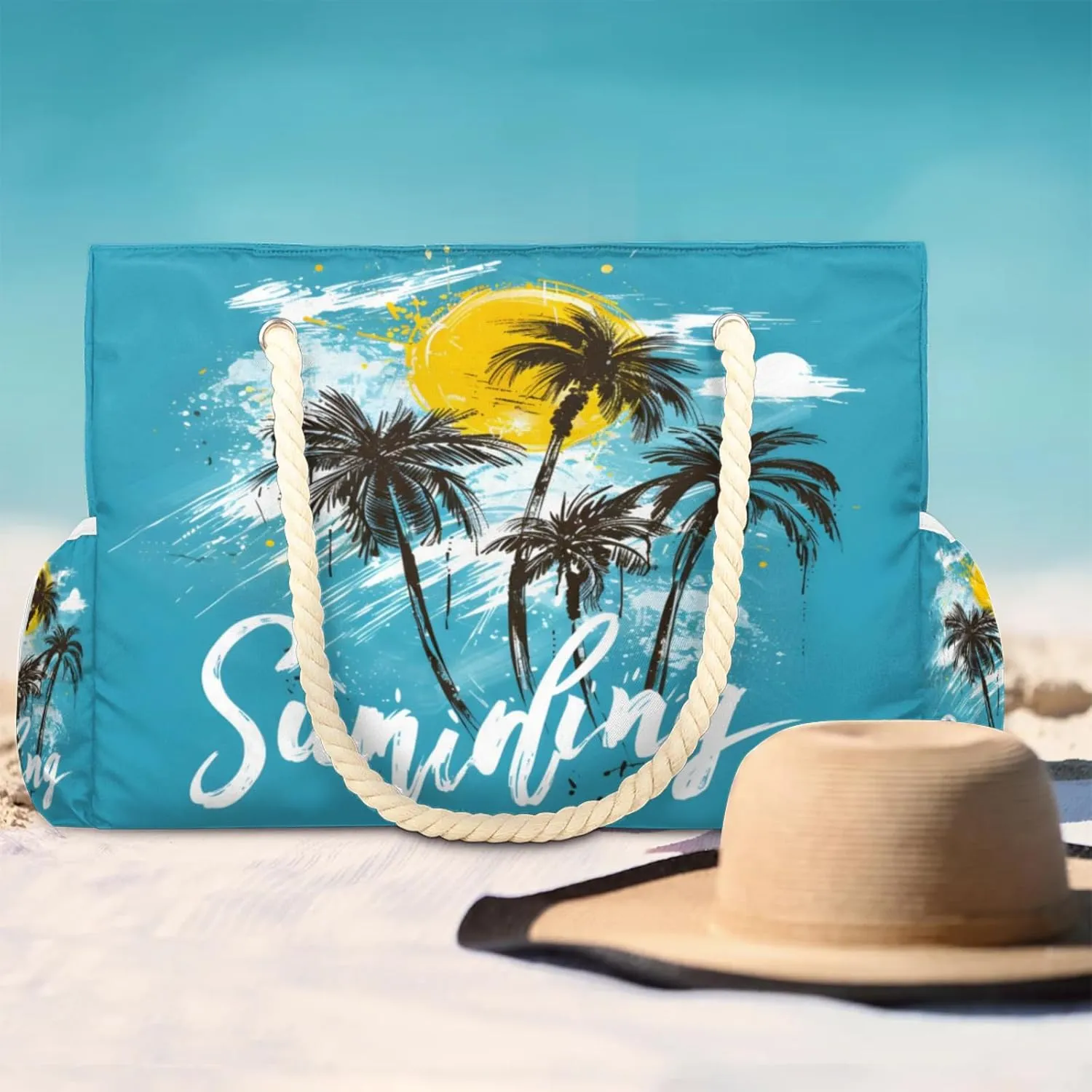 Large Beach Tote Bags with Zipper, Beach Bag for Women, Waterproof Sandproof Pool Swim Bags, Travel Tote Bag