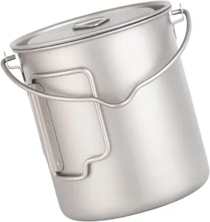 Large Capacity Portables Backpacking Cookware Folding Handle Dinner Hanging Pots for Outdoor Activity