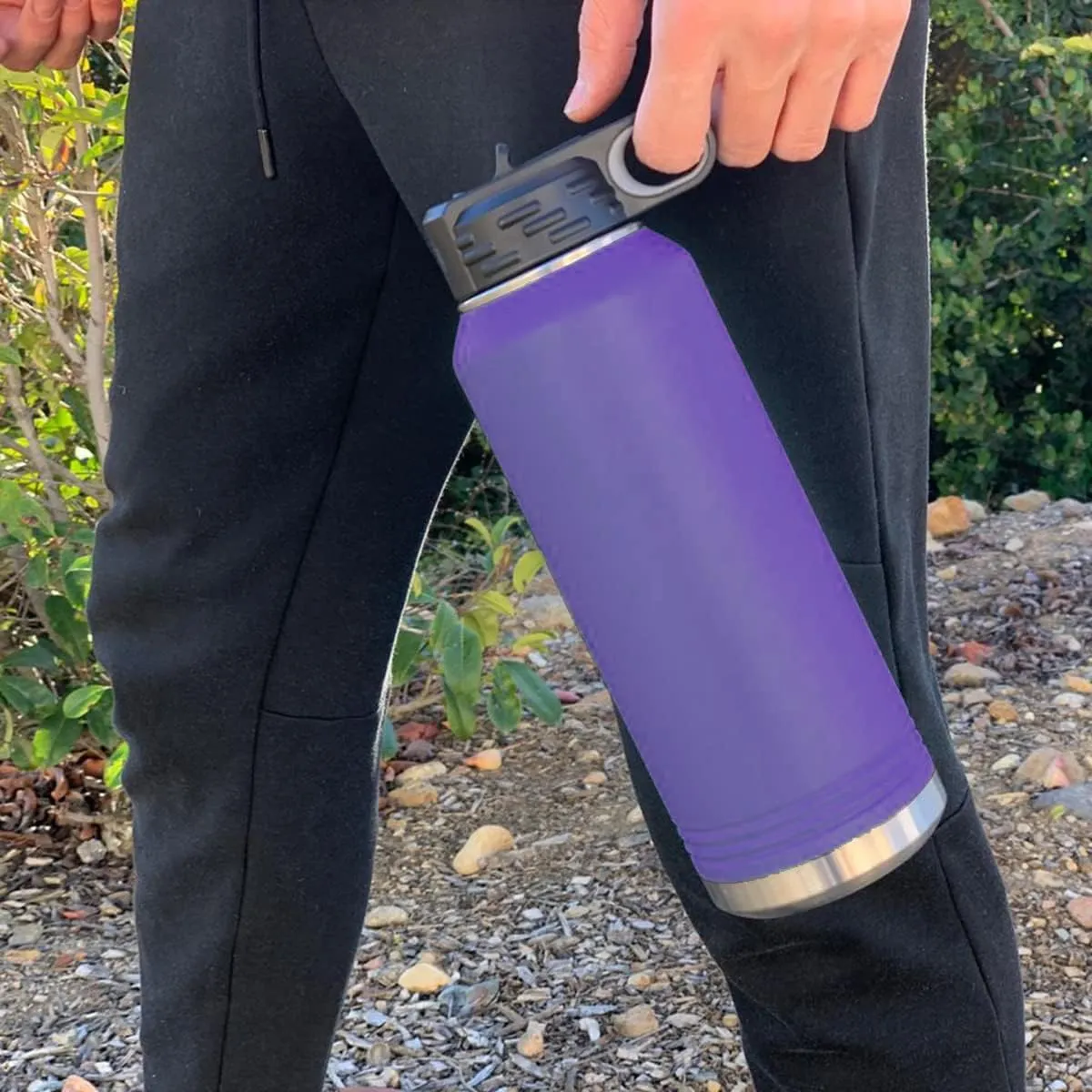 LaserGram Personalized Water Bottle, Grad Cap Class of 2023, 2024, 2025, 2026, 2027, Stainless Steel Double Wall Vacuum Insulated with Flip Top Straw, Custom Engraved Gift (40oz / 1180ml Dark Purple)