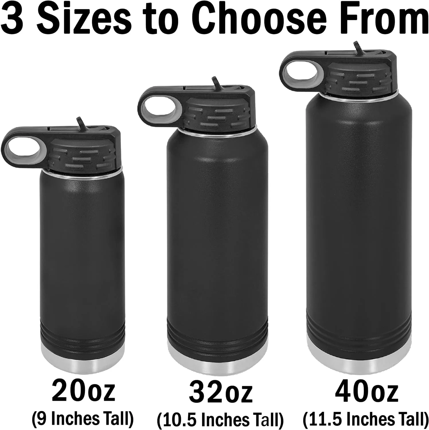 LaserGram Personalized Water Bottle, Motocross, Stainless Steel Double Wall Vacuum Insulated with Flip Top Straw, Custom Engraved Gift (40oz / 1180ml Gray)