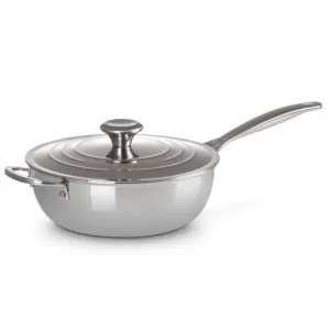 Le Creuset Signature Stainless Steel Non-Stick Chef's pan with lid & helper handle diam. 24 cm.