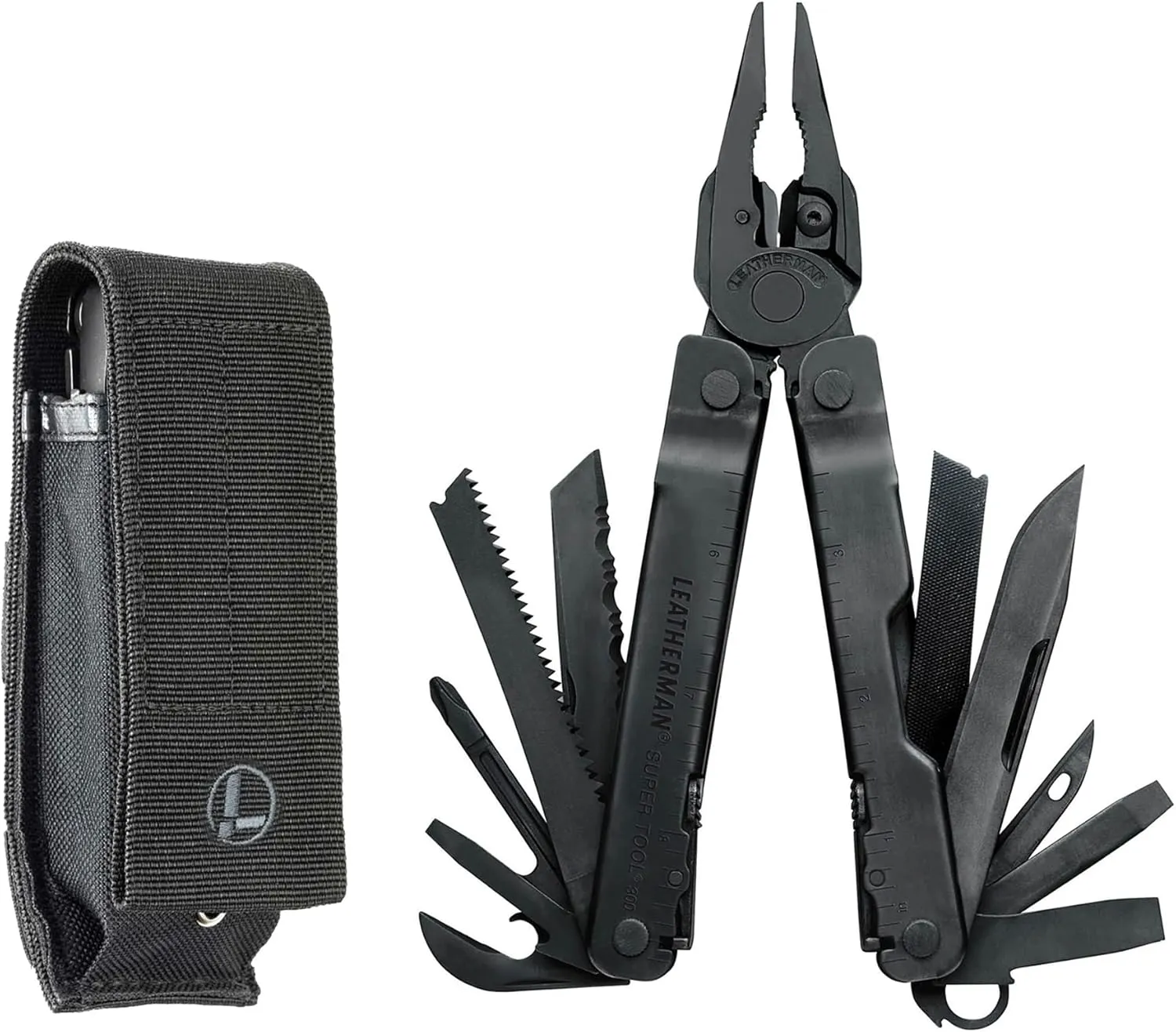 LEATHERMAN, Super Tool 300 Multitool with Premium Replaceable Wire Cutters and Saw, Black with MOLLE Sheath