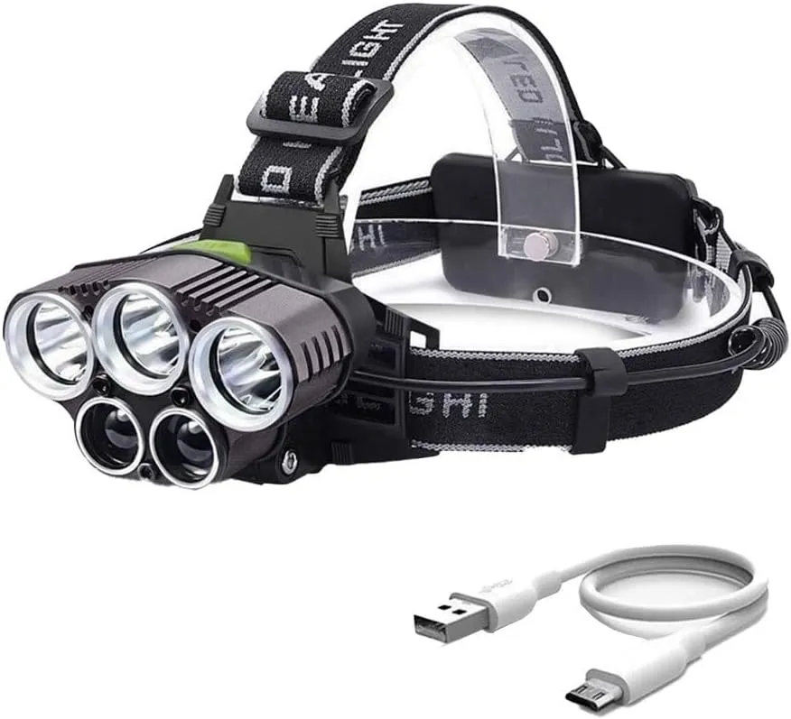 LED Headlamp Rechargeable,2025 New Upgrade 6 Mode 25000 High Lumen Bright 5 LED Head Lamp with Red White Light,IPX5 Waterproof Headlights,Headlamps for Running Hunting Fishing Camping Hiking