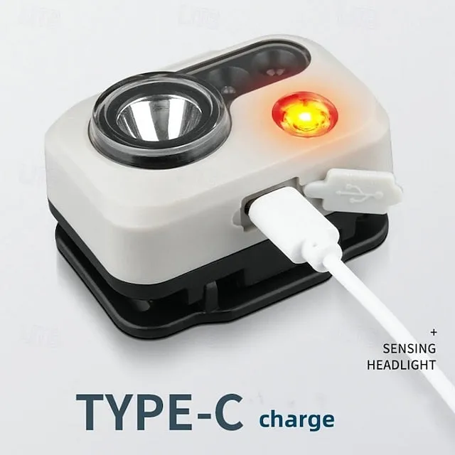 LED Headlamp with Motion Sensor, USB Rechargeable Head Light for Outdoor Camping Running & Cycling