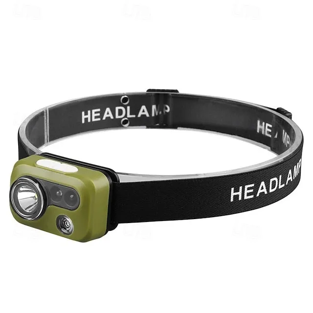 LED Headlamp with Motion Sensor, USB Rechargeable Head Light for Outdoor Camping Running & Cycling