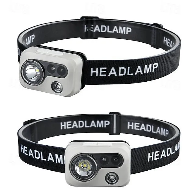 LED Headlamp with Motion Sensor, USB Rechargeable Head Light for Outdoor Camping Running & Cycling