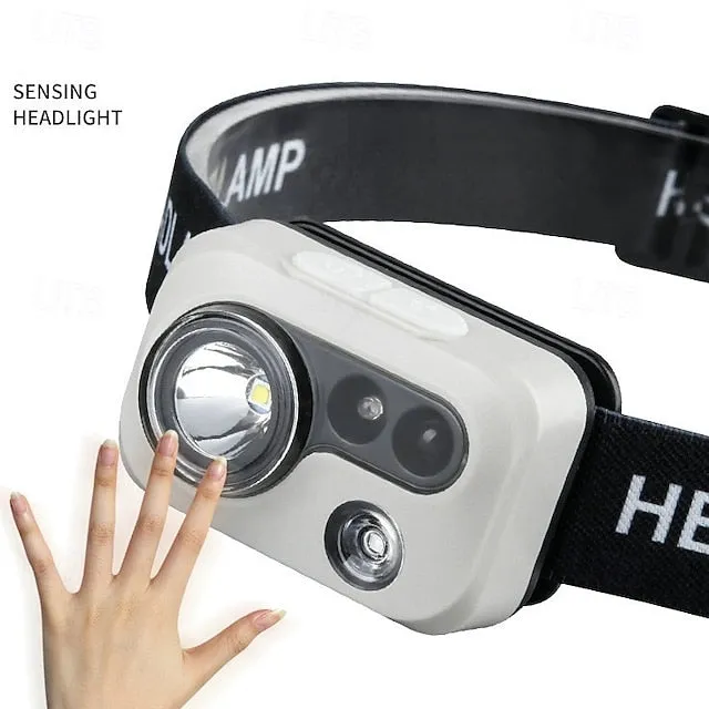 LED Headlamp with Motion Sensor, USB Rechargeable Head Light for Outdoor Camping Running & Cycling