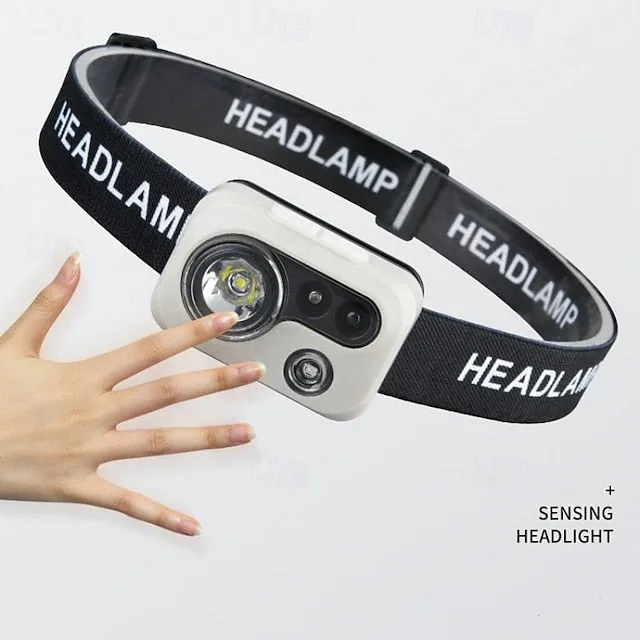 LED Headlamp with Motion Sensor, USB Rechargeable Head Light for Outdoor Camping Running & Cycling