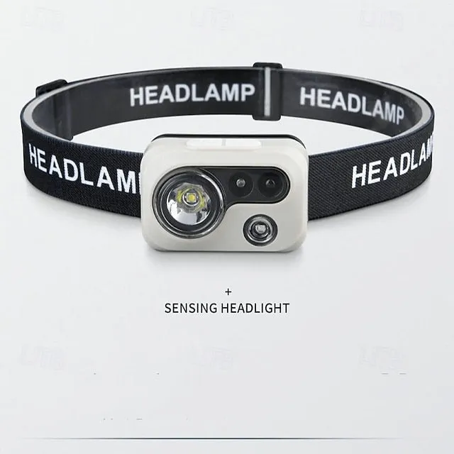 LED Headlamp with Motion Sensor, USB Rechargeable Head Light for Outdoor Camping Running & Cycling