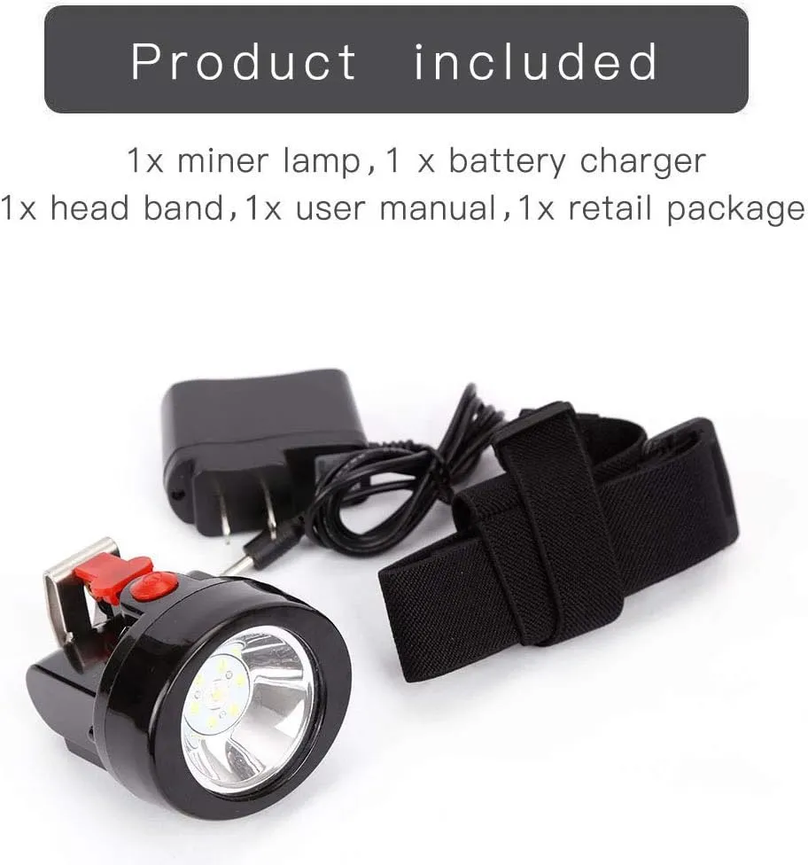 LED Mining Headlamp Waterproof Rechargeable Miner Lamp KL2.8LM Explosion-Proof Cap Lights Coal Miner Night Coon Hunting Headlamp for Mining Hunting Hiking (Red Button)