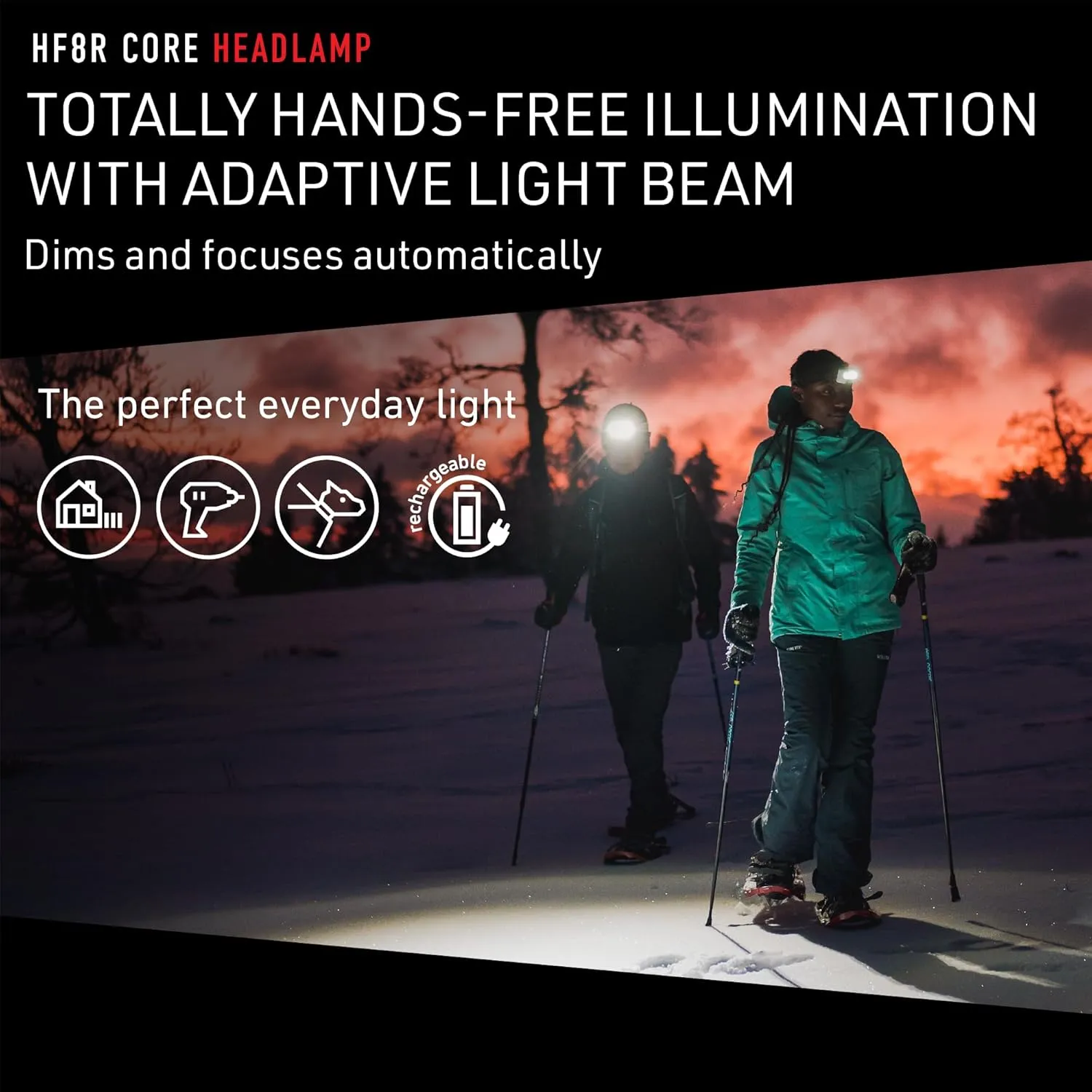 Ledlenser HF8R Core Hands Free, Rechargeable Headlamp, Dust and Water Resistant, 1600 Lumens, Black