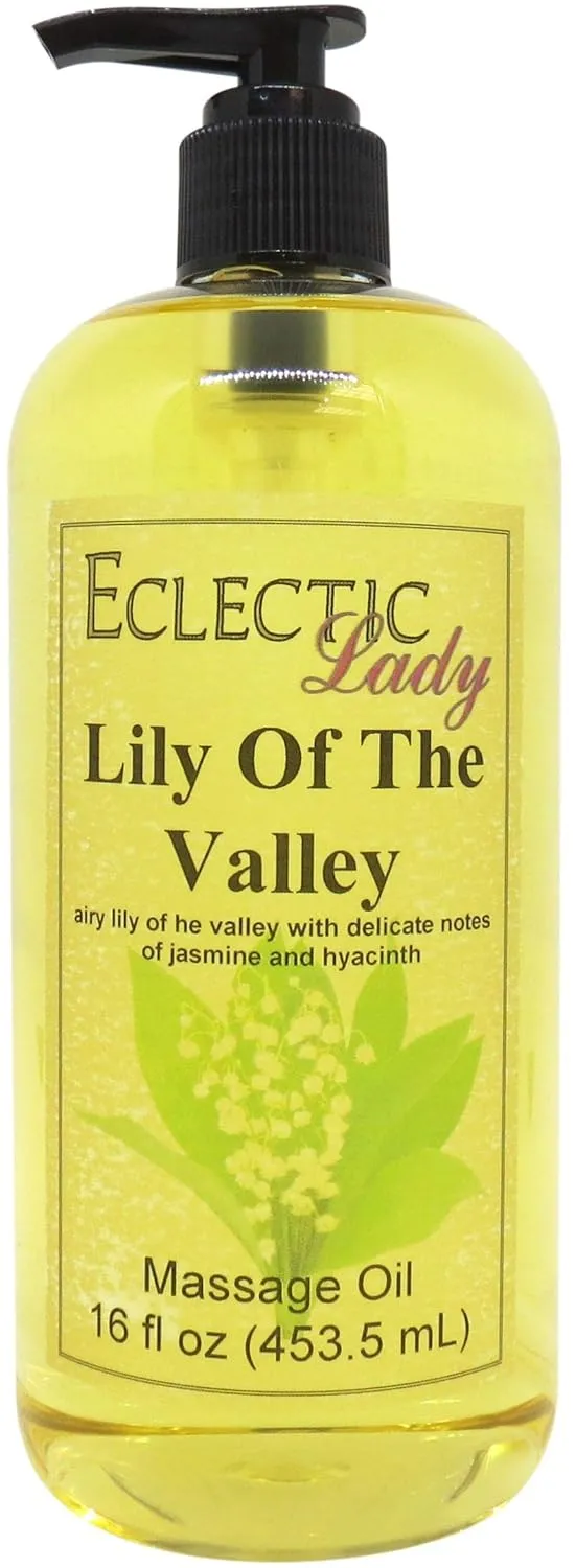 Lily Of The Valley Massage Oil, 16 oz, With Sweet Almond Oil and Jojoba Oil, Preservative Free, Perfect for Aromatherapy and Relaxation