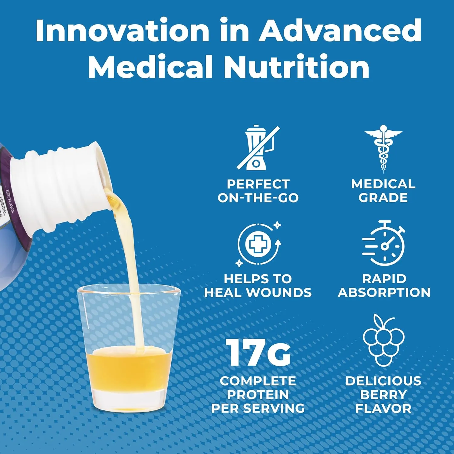 Liquid Collagen Protein Shot, 17g Clear Protein Nano-Hydrolyzed Grass Fed Collagen, 2g Arginine for Wound Support, Gluten Free, Sugar Free, 0g Carbs, Non GMO, Berry, 30 fl oz Bottle