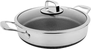 LIVWELL DiamondClad Hybrid Nonstick Fry Pan 5 Quart - Home and Kitchen Gift - Hybrid Cookware Set - Stainless Steel Sauté Pan with Lid - Skillets and Pan Nonstick with Lid - Deep Frying