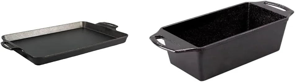 Lodge Cast Iron Baking Pan (15.5"x10.5") and Loaf Pan (8.5"x4.5") Bundle