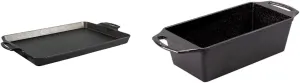 Lodge Cast Iron Baking Pan (15.5"x10.5") and Loaf Pan (8.5"x4.5") Bundle