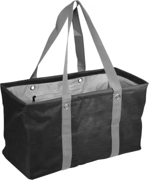 Logo Brands Plain Black Crosshatch Picnic Caddy – Multipurpose Oversized Tote with Reinforced Handles, and Interior Pocket
