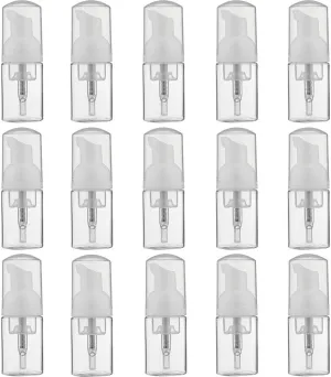 LONGWAY 1 oz Foam Soap Pump Bottle(15PCS) Mini Foam Bottle Dispenser for Refillable Travel Liquid Soap,Shampoo,Lash Cleanser,Hand Soap- BPA Free