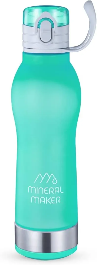 Magnesium Alkaline Mineral Water Bottle SPORTY 99.9% Pure Natural pH Water BPA Free Handle Tumbler Sport Travel Office Outdoor Activities 500ml/16.90Oz (MINT)