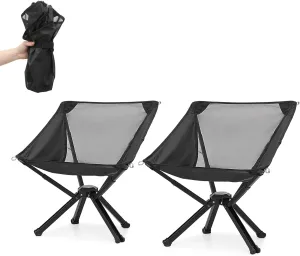 Magshion Camping Chair Set of 2, Collapsible Portable Lightweight Folding Camp Compact Aluminum Frame Chair for Adults with Straps to Bind for Outdoor Travel Beach, Supports 250lbs, Easy to Assemble