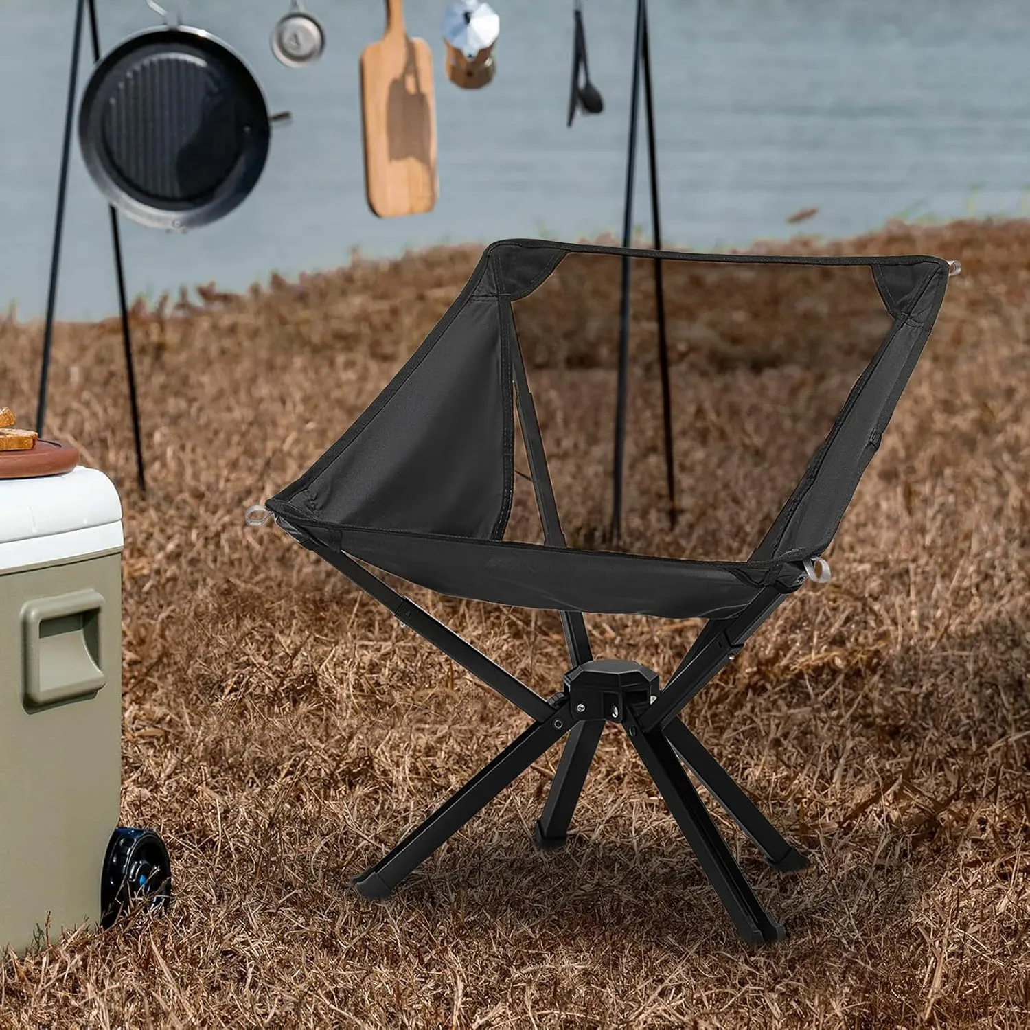 Magshion Camping Chair Set of 2, Collapsible Portable Lightweight Folding Camp Compact Aluminum Frame Chair for Adults with Straps to Bind for Outdoor Travel Beach, Supports 250lbs, Easy to Assemble