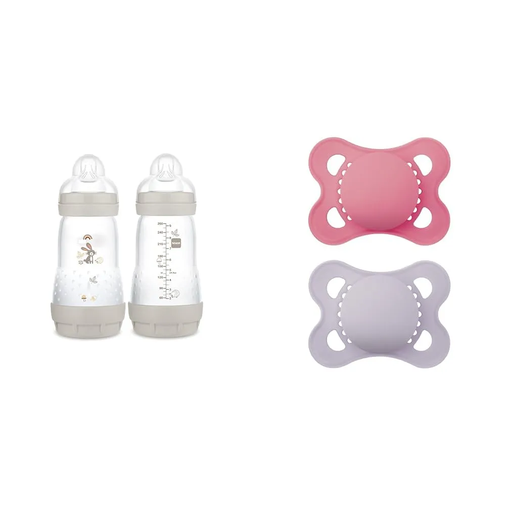 MAM Easy Start Anti-Colic Baby Bottles, 9 oz (2 Count)   MAM Original Baby Pacifier, 0-6 Months (2 Count)