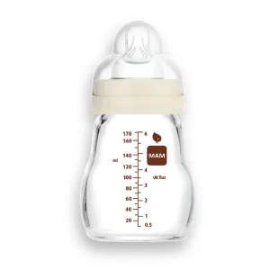 MAM Feel Good Slow Flow Premium Glass Baby Bottles, Easy Switch Between Breast and Bottle, 5oz, 0  Months, Unisex, 1 Pack