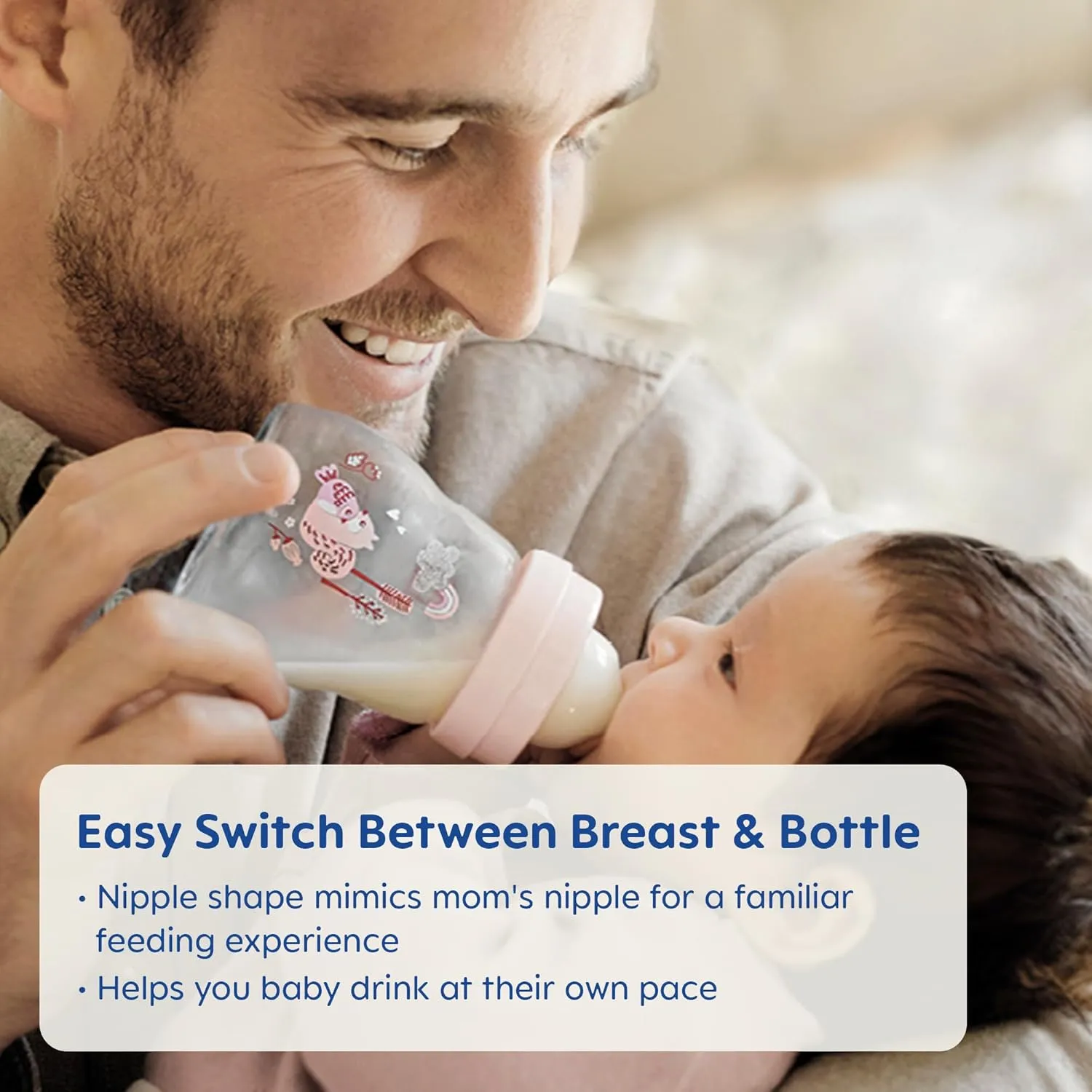 MAM Feel Good Slow Flow Premium Glass Baby Bottles, Easy Switch Between Breast and Bottle, 5oz, 0  Months, Unisex, 1 Pack