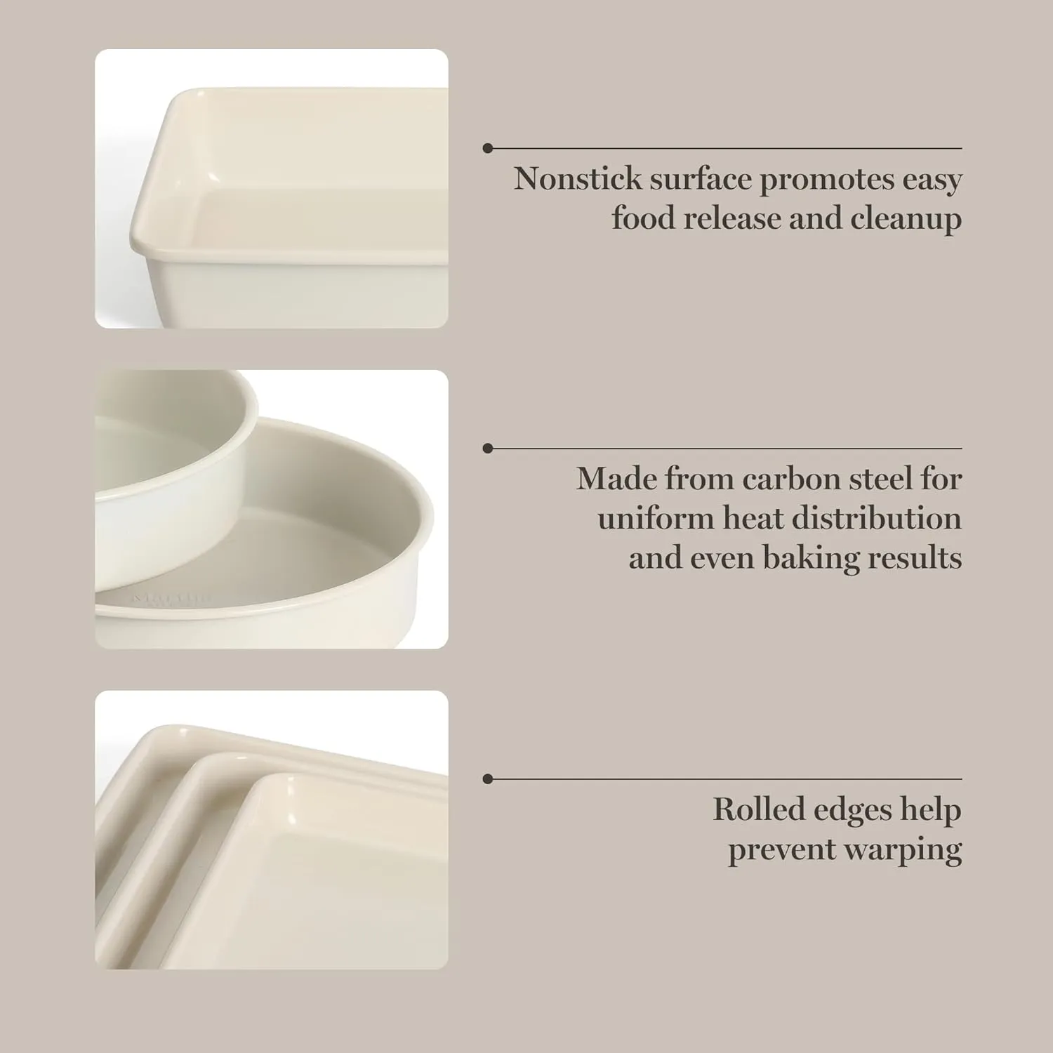 Martha Stewart Gallen 10 Piece Baking Pans Ceramic PFA Free Non Toxic Non Stick Bakeware Set - Linen White