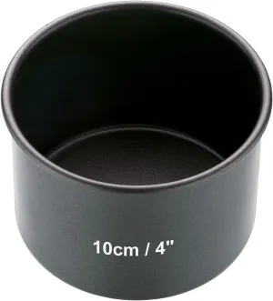 MasterClass KCMCHB30 10 cm Deep Cake Tin with PFOA Non Stick and Loose Bottom, 1 mm Carbon Steel, 4 Inch Mini Round Pan, Grey