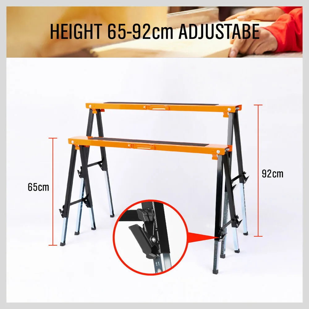 Mastercraft 2-Pack Folding Metal Sawhorse with Non-Slip Surface, 120KG Load