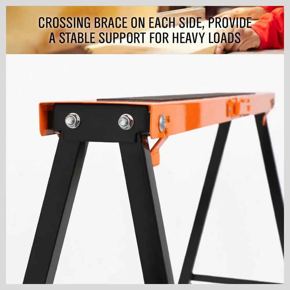 Mastercraft 2-Pack Folding Metal Sawhorse with Non-Slip Surface, 120KG Load