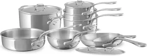 Mauviel M'Urban 4 Tri-Ply Polished Stainless Steel 12-Piece Cookware Set With Cast Stainless Steel Handles, Made In France