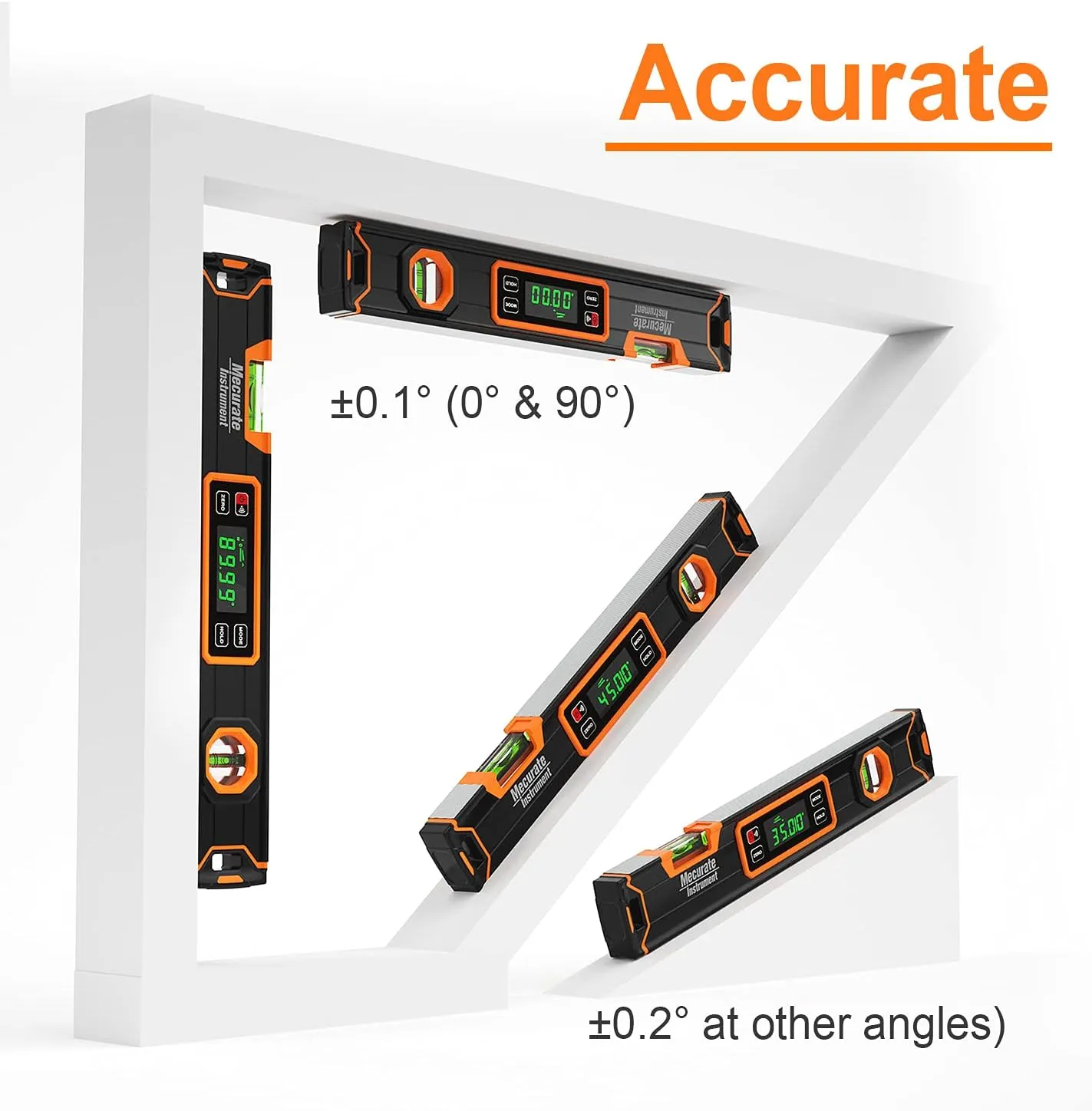 Mecurate Digital Level 15.7'' with LCD Display, 360° Angle Magnetic Digital Torpedo Level, Vertical & Horizontal Spirit Bubble Protractor for Construction Carpenter Craftsman Home Professional