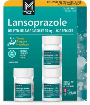Member's Mark Lansoprazole Delayed-Release Capsules, USP 15mg (42 Count)