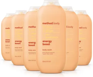 Method Body Wash, Energy Boost, Paraben and Phthalate Free, 18 oz (Pack of 6)