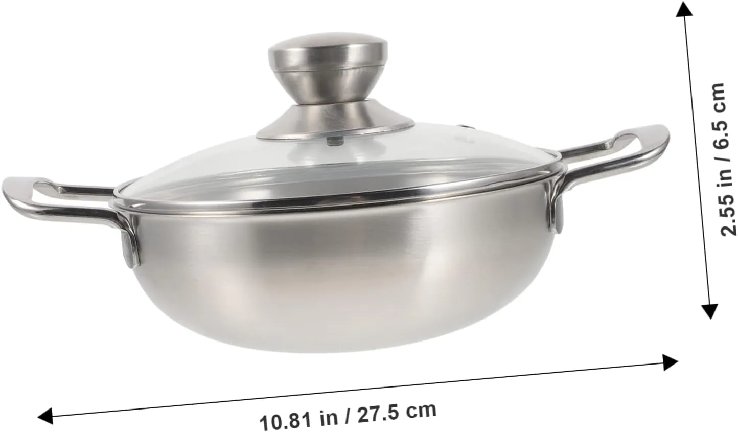 Mikikit Mini Hot Pot Portable Cooking Pot Stainless Household Hot Pot Metal Handle Pot Household Cooking Pot