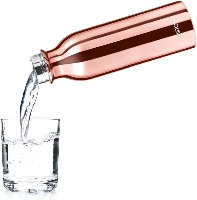 Milton Glitz 600 Vacuum Insulated Thermosteel Water Bottle/Flask | 20 oz | 580 ml | 24 hours Hot & Cold, 18/8 Stainless Steel, BPA Free, Food Grade, Leak-Proof | Rose Gold
