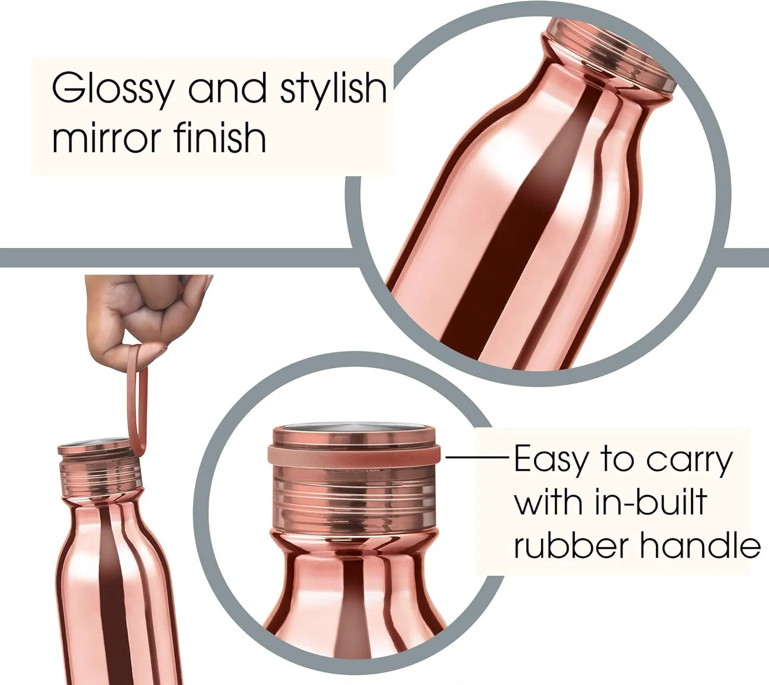 Milton Glitz 600 Vacuum Insulated Thermosteel Water Bottle/Flask | 20 oz | 580 ml | 24 hours Hot & Cold, 18/8 Stainless Steel, BPA Free, Food Grade, Leak-Proof | Rose Gold