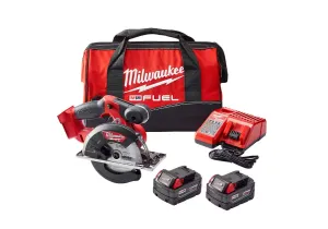 Milwaukee M18 FUEL 18V Lithium-Ion Brushless Cordless Metal Cutting 5-3/8 in. Circular Saw Kit w/ Two 5.0Ah Batteries, Charger